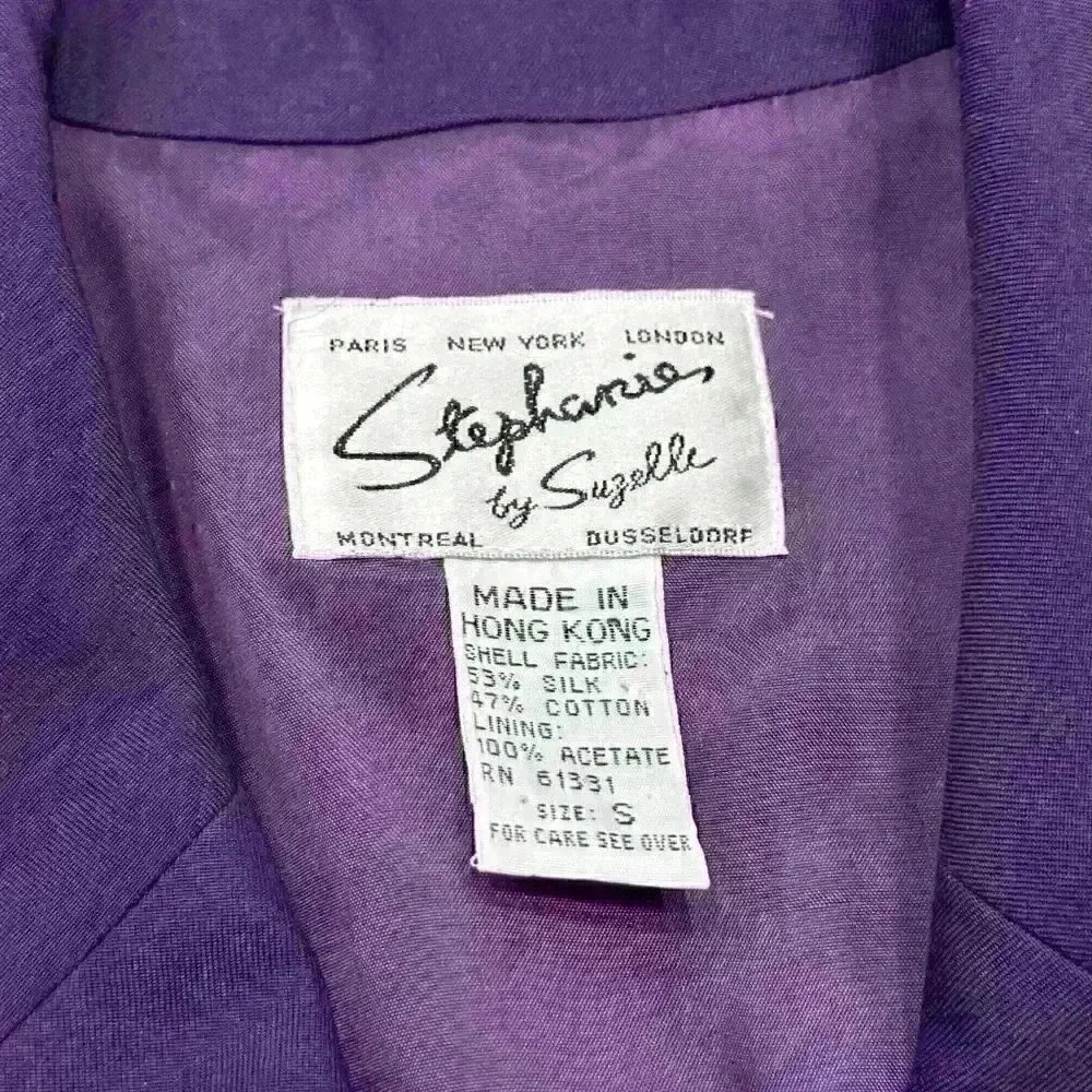 Silk Blend Vintage Purple Jaguar 1980s Style Jacket Stephanie by Suzelle - Picture 4 of 10